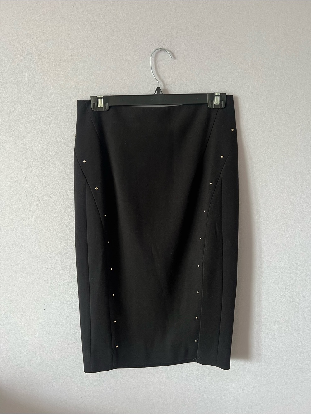 White House Black Market Black Pencil Skirt with Stud Trim